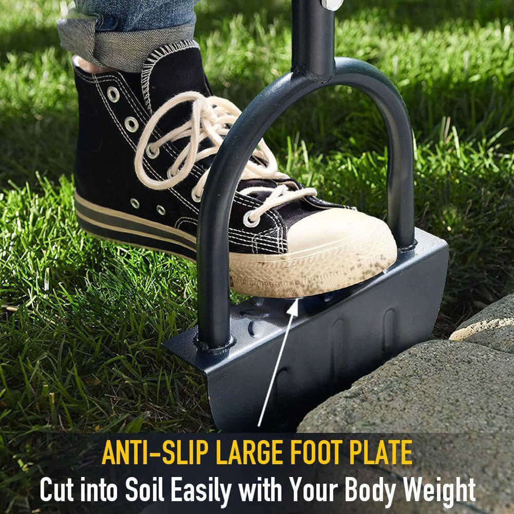 Half Moon Edger with Handle Manual Saw Tooth Step Edging Shovel for Grass Lawn Trimming Garden Or Si