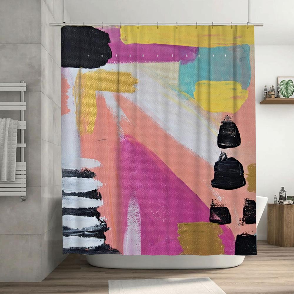 Colorful Brush Strokes Shower Curtain Modern Bathroom Decor For Home Improvement Projects