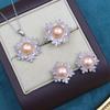 18K Gold-Plated Freshwater Pearl Jewelry Set: Necklace, Earrings & Ring with Micro-Pave Diamonds (9-10mm Pearls).