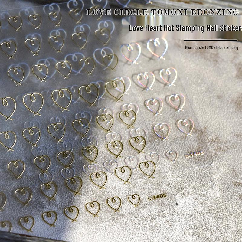 

Japanese Nail Stickers: Heart, Circle, Laser Silver Stripe Designs
