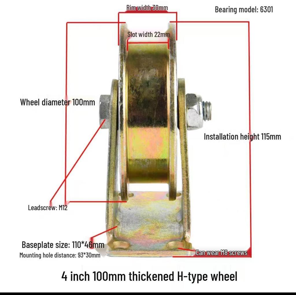 Steel Pulley with Bracket: V, U, H-Type Guide Rail Wheel for Sliding Doors