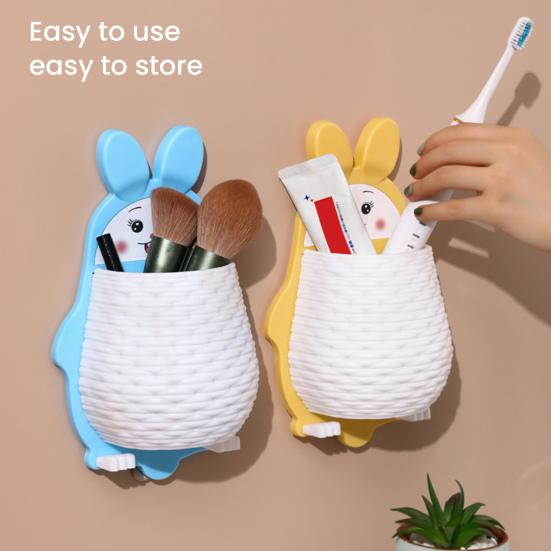 Yousheng Wall Rabbit Storage Box Wall Mounted Cartoon Rabbit Storage Rack Waterproof Toothbrush Organizer for Kitchen Bathroom Makeup Tools