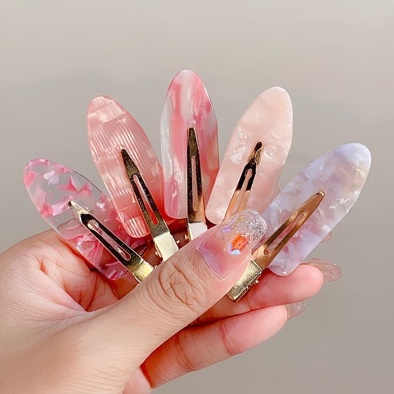 5pcs Fresh Gradient Shell Pattern Hair Clip Gold Accessories Oval Style Women's Daily Styling Light Luxury Decorative Headwear