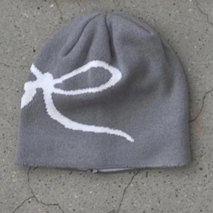 

Осень и Зима Корейская Вязаная Шапка с Принтом Бантов Ретро Милая Эластичная Универсальная Холодная Шапка Теплая Шерстяная Шапка M（56-58cm）