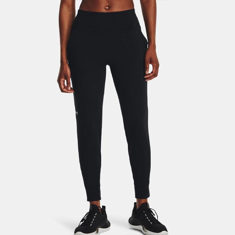 Under Armour Solid Logo High Waist Breathable Comfortable Sports Pants Women Pants Black 1375078-001
