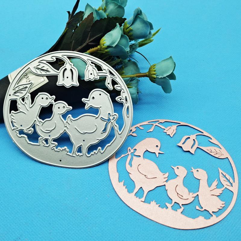 Runde Grenze Drei Ente Design Stil Metall Stanzformen DIY Scrapbooking Präge Schablone Papier Handwerk Album Vorlage