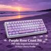 Purple Rose Coast Theme PBT Dye-Sub Keycaps, 131 Keys Side Engraved, Cherry Profile MX Compatible, Multi-Layout Mechanical Part