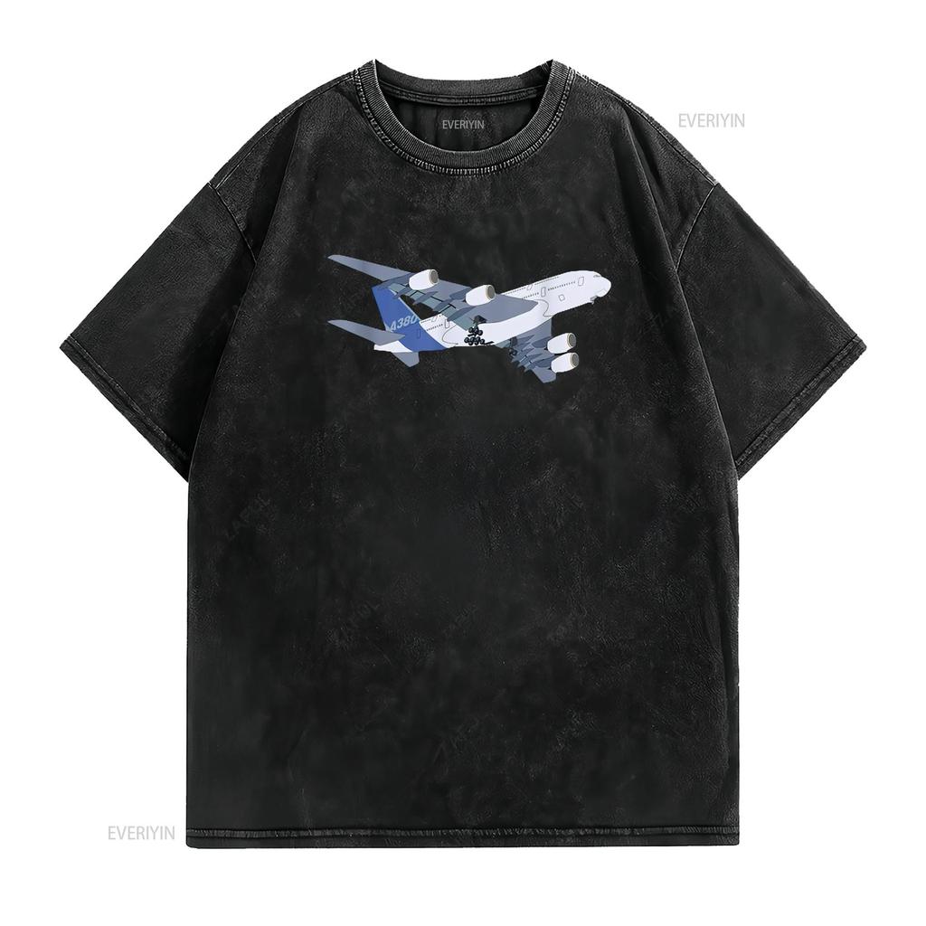 A380 SUPER JUMBO FLUGZEUG ERWACHSENE KINDER FLUGZEUG T-SHIRT vintage Gewaschen Bequem Weich Mann Streetwear Designer Kleidung Dehnbar
