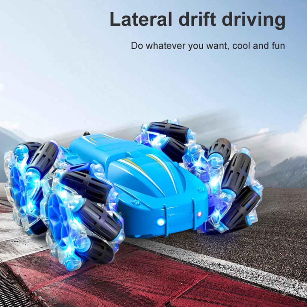 M2 2.4G LED Stunt Car 4 Wheel Drive Anti Interference Remote Control Car With Double Sided Led Lights 3.7V 500mAh for Kids Over 6 Years Old
