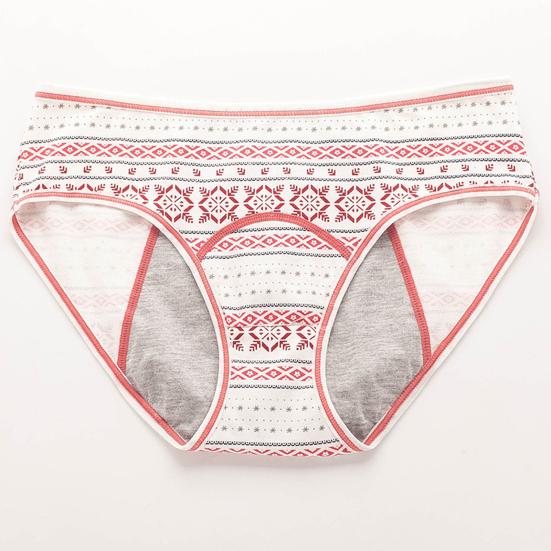 Women Panties Geometric Print High Waist Seamless Elastic Period High Absorbency Prevents Leakage Briefs Menstrual Underpants Daily Wear Sleep
