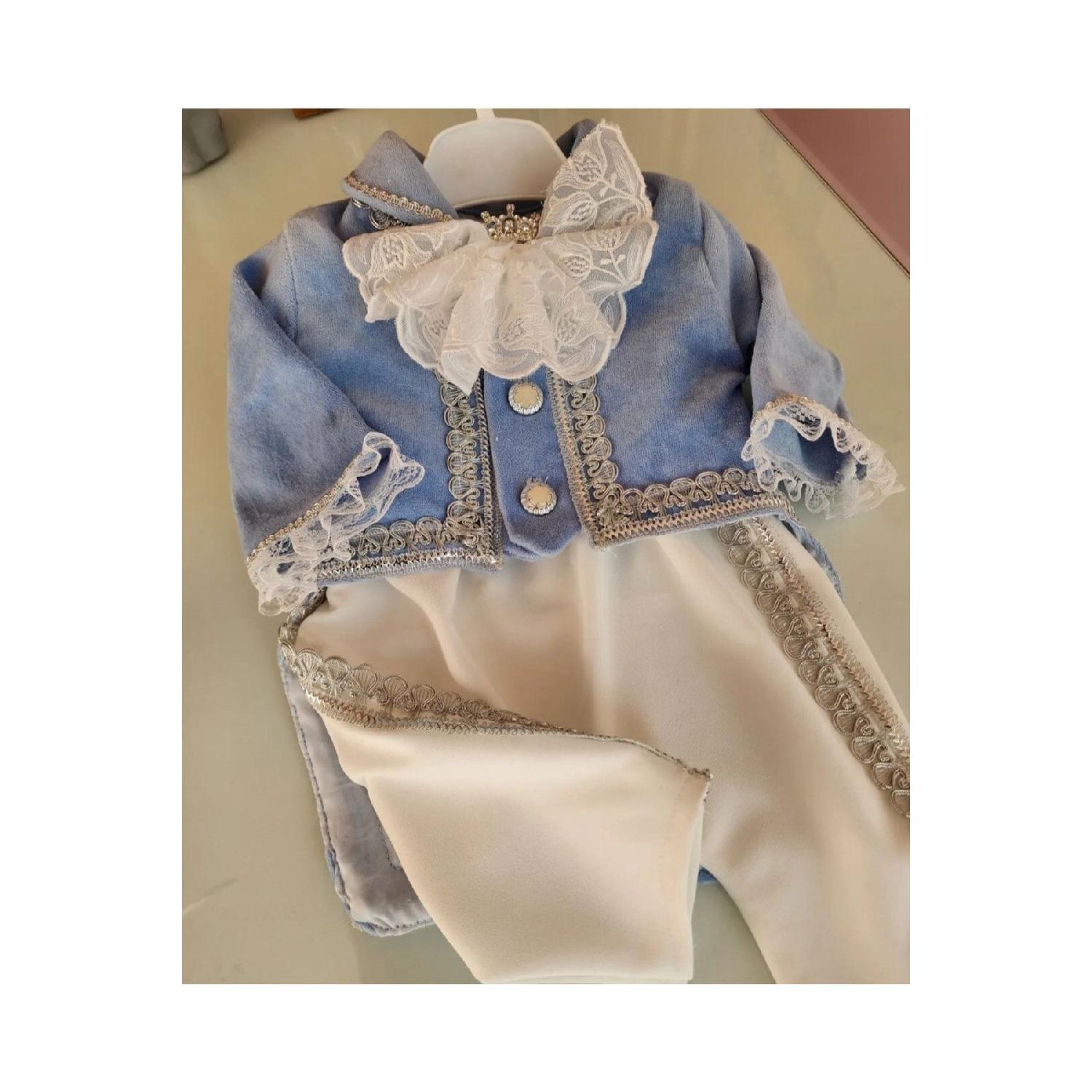 

Prince Team-kadife Frak Team-sunnah Outfit-dogum 0-3 AY синій