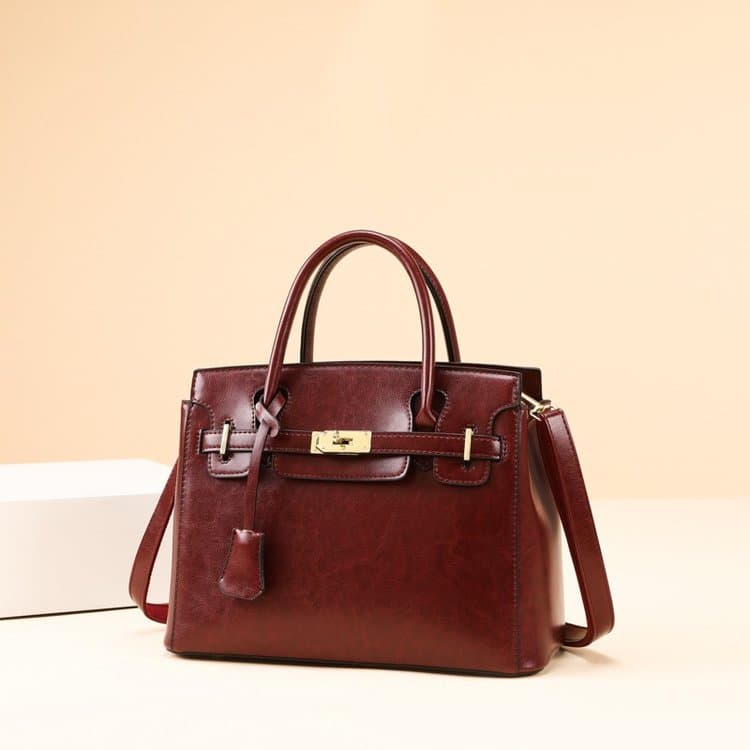 Vintage-Tragetasche mit Schloss, Damen-Schultertasche