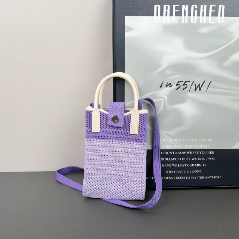 New mobile phone bag knitted hollow stripe color matching national leisure style fashion casual versatile daily commuting mobile phone