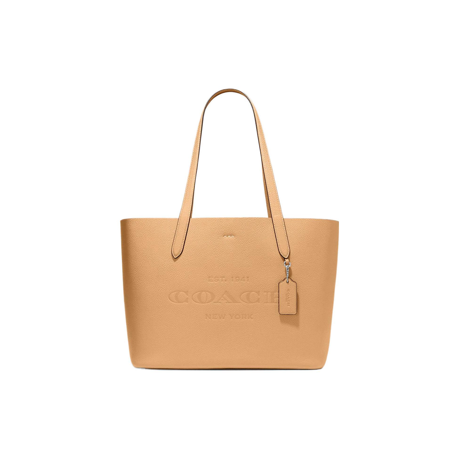 

New COACH Pebbled Leather Tote Bag, Shopping Bag, Handbag, Shoulder Bag Women s Yellow CC050-SVVHL 34.3*14.0*27.4CM