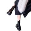 Grape Mother of the Same Style, British Temperament Square Head Chelsea Boots Thick Heel Thick Sole Leather Short Boots Women's 2025 Autumn and Winter