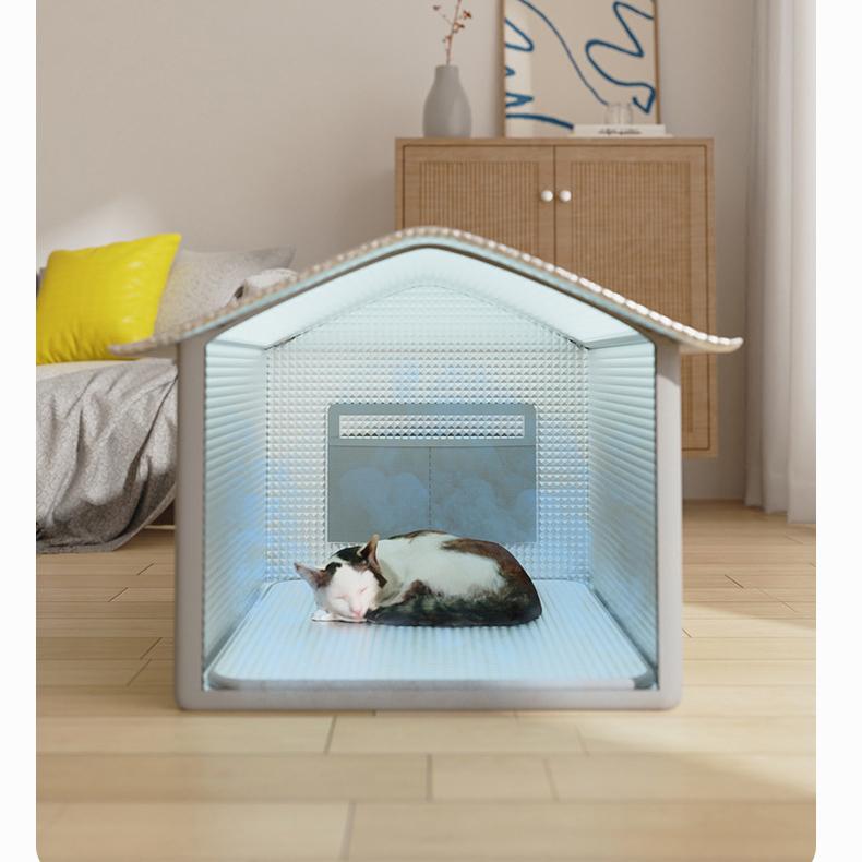 Casa rinfrescante per animali domestici con impacchi di ghiaccio, letto climatizzato chiuso per tutte le stagioni per gatti e cani di piccola taglia