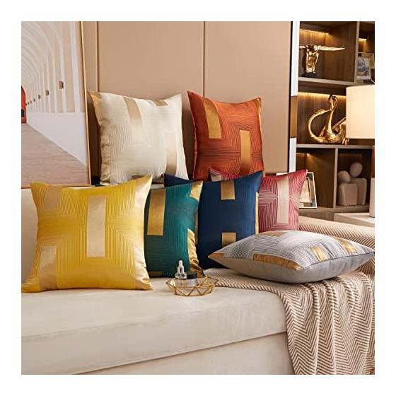 Cushion Cover 45x45cm Scandinavian Set of 2 Stylish Cute Geometric Pattern Jacquard Soft Simple Zipper Interior Home Decoration Car Room Decoration
