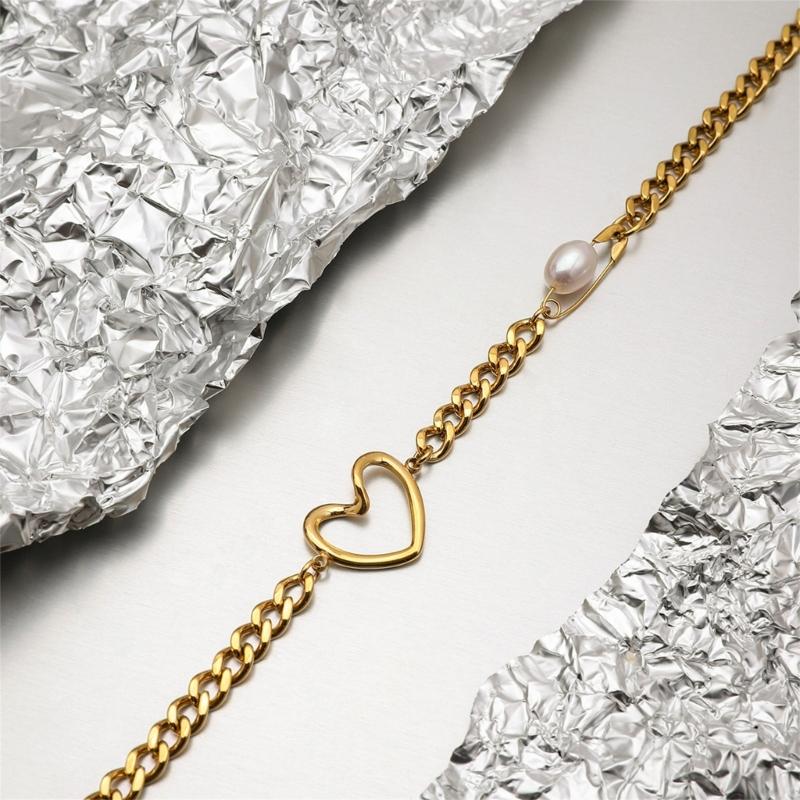 Adjustable Stainless Steel Paper Clip Inspired Heart Necklace For Women Fashion Jewelry Daily Wear Collarbone Chain