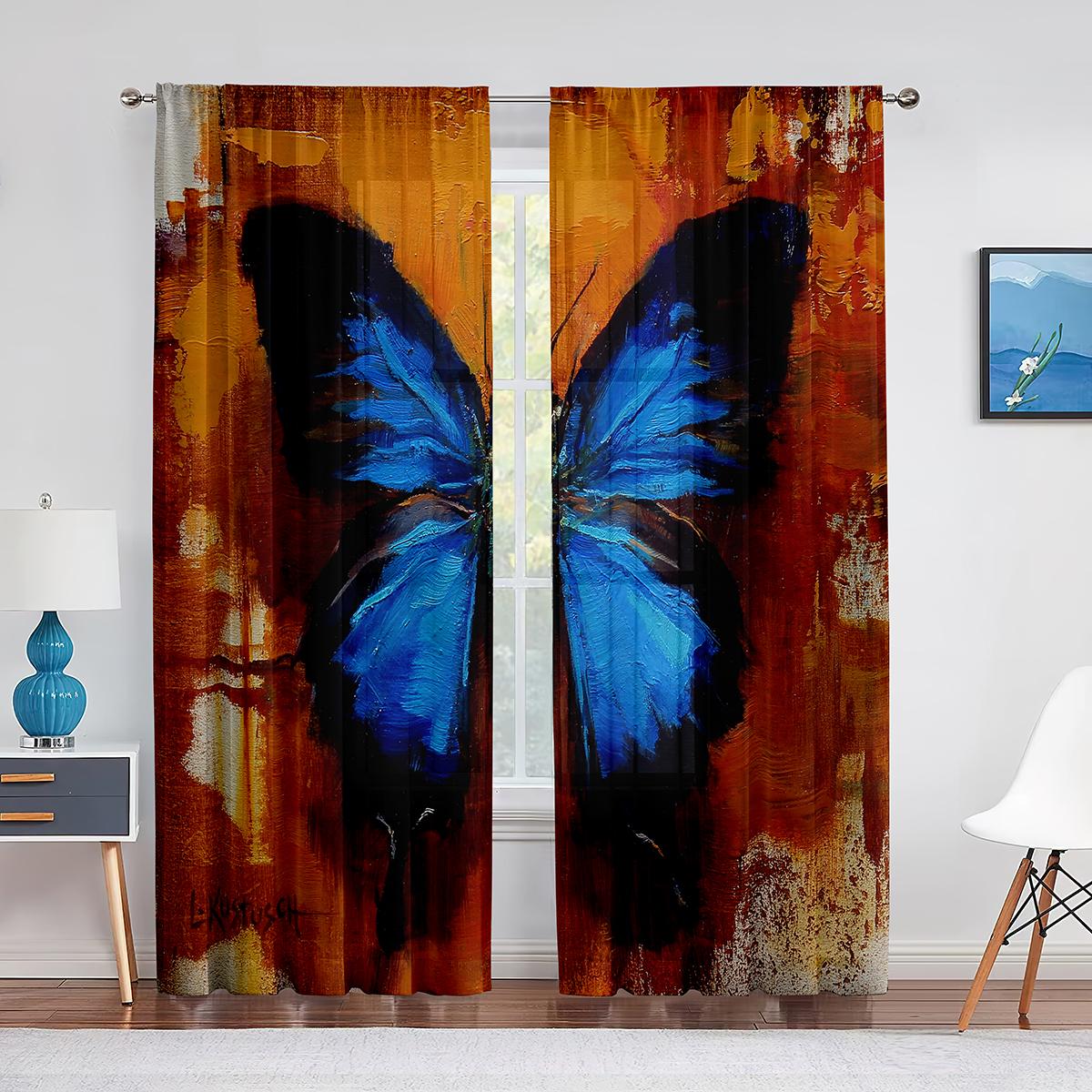 Весенний цветок красочные цветочные бабочки прозрачные занавески для гостиной вуаль — фото 7