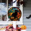 Halloween Decorations Outdoor, Vintage Halloween Black Cat Decor Scary Hanging Decorations for Front Door Wall