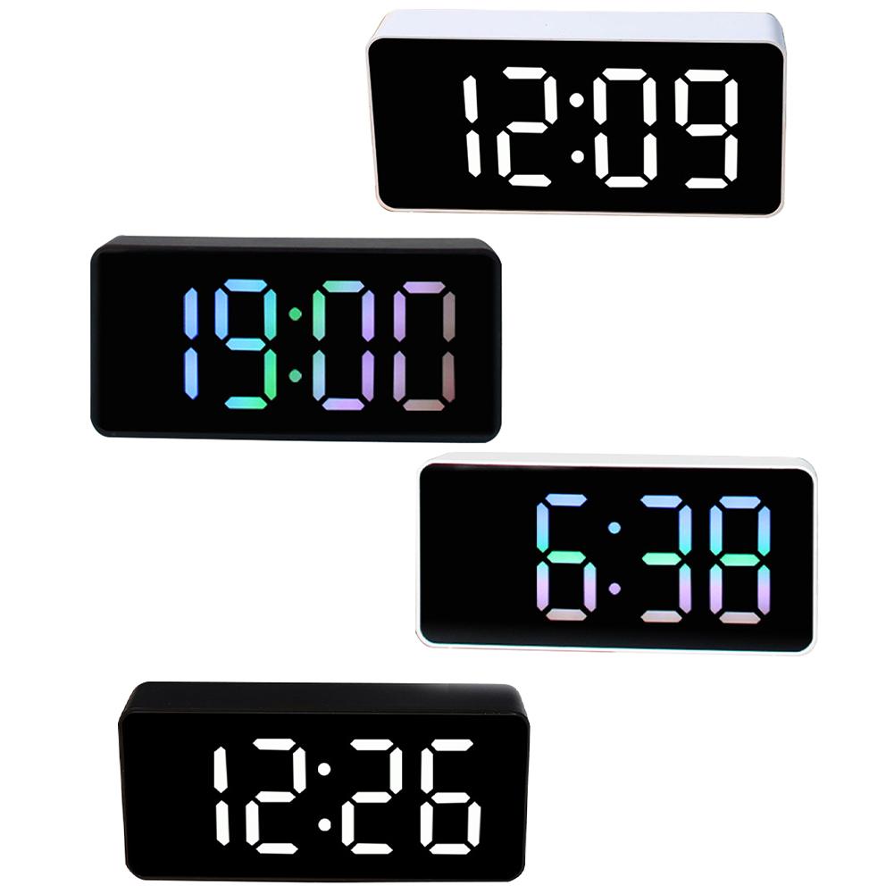Digital Led Alarm Clock Voice Control Battery USB Dual Power Adjustable Brightness Mute For Teens Bedrooms Bedside