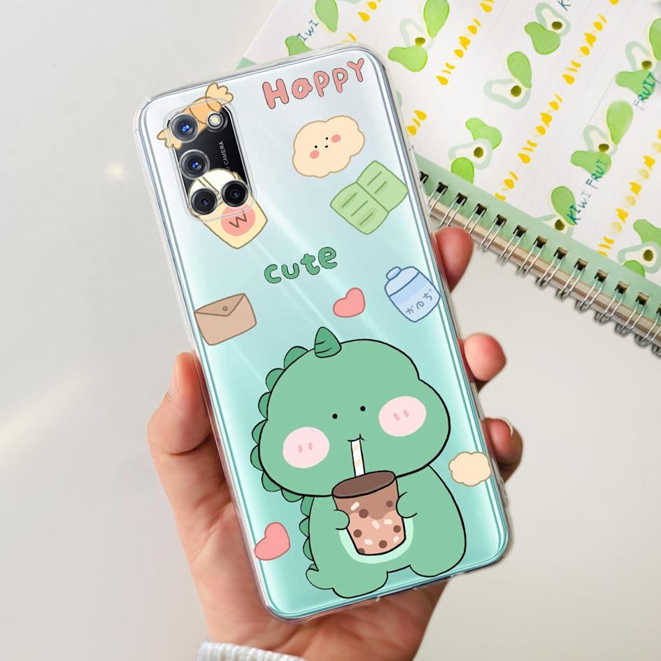 For OPPO A52 Case OPPOA52 CPH2069 A 52 Flower Phone Case Fashion Transparent Silicone Soft TPU Back Cover For OPPO A72 A92 Coque