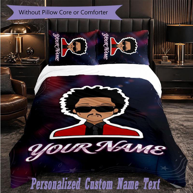 Personalized 3Pcs Bedding SetThe Weeknd Custom Text Duvet Cover Pillowcase Set Bedroom Gift