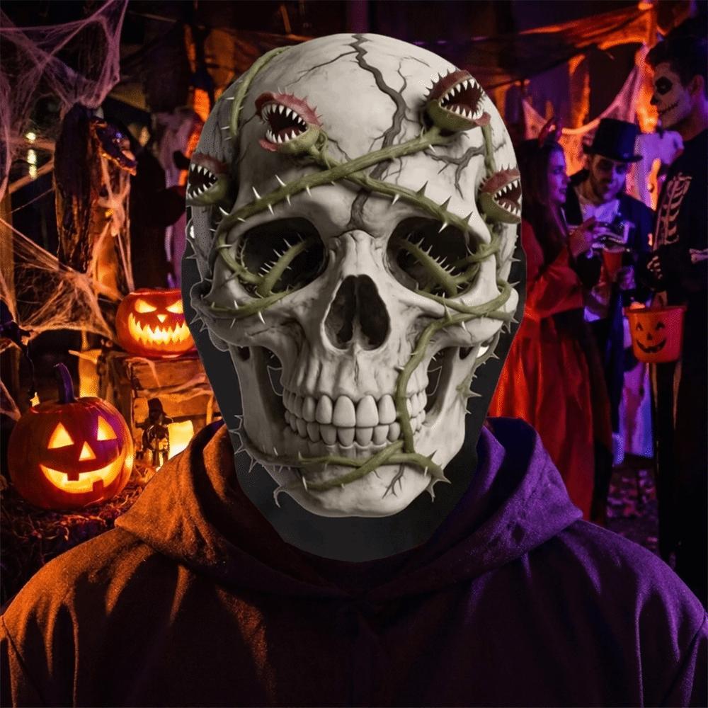 2D Flat Printed Full Face Mesh Headgear Breathable Halloween Cosplay Mask Skull Zombie Mask Prank