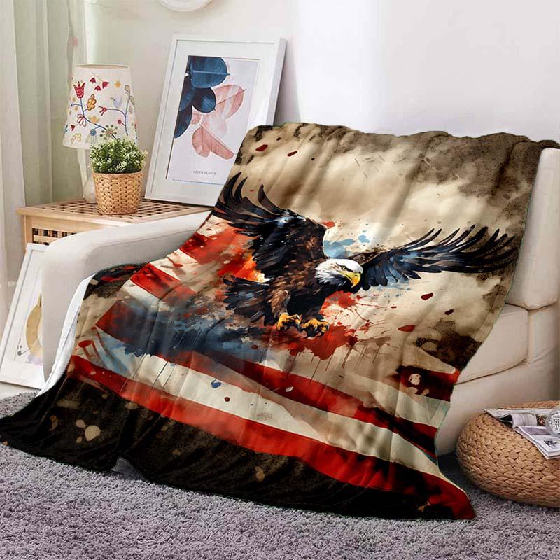 Flying Eagle Art Flannel Throw - Lightweight Digital Print Fleece, Soft & Warm for Sofa/Bed/Travel/Office, Home Decor