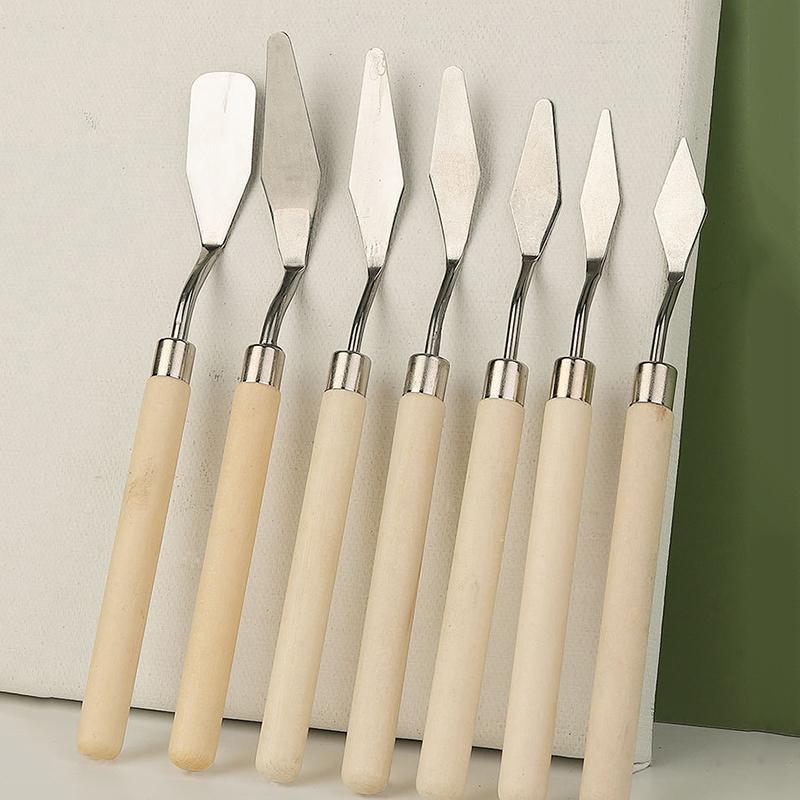 7Pcs/Set Stainless Steel Oil Painting Knives Artist Crafts Spatula Palette Knife Oil Painting Mixing Knife Scraper Art Tools