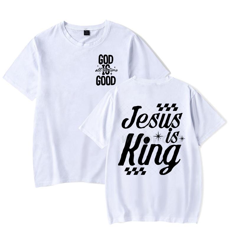 Gift for Christian Tshirt Unisex Women Jesus Is King Graphic Tee Crew Neck Fashion Summer Tops Jesus Religious Faith Based TShirt S