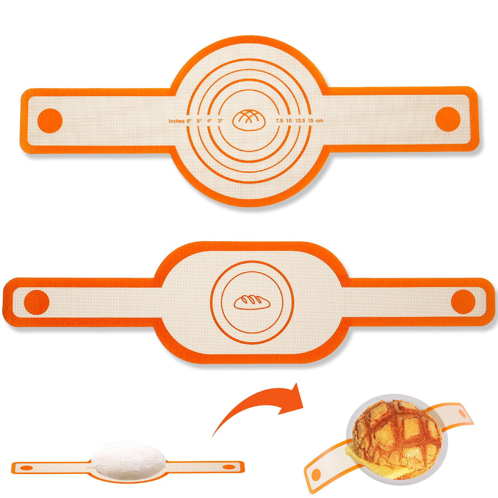 

2Pcs Silicone Bread Sling Non Stick Silicone Bread Baking Mat with Long Handle Round and Oval Sourdough Bread Sling Heat Mat