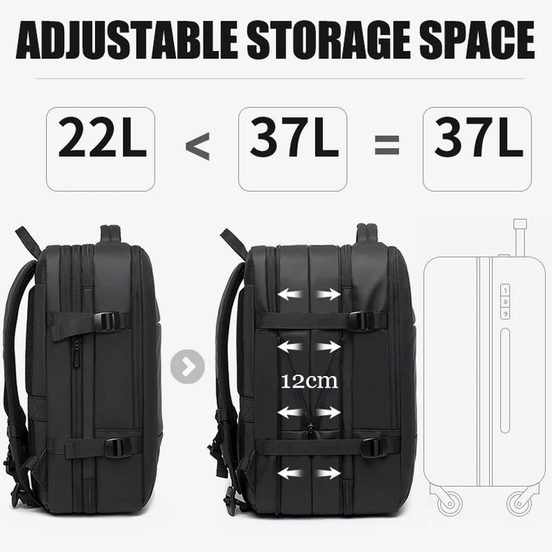 Reiserucksack Herren Business Rucksack Schule Erweiterbare USB Tasche Große Kapazität 17.3 Laptop Wasserdicht Mode Rucksack