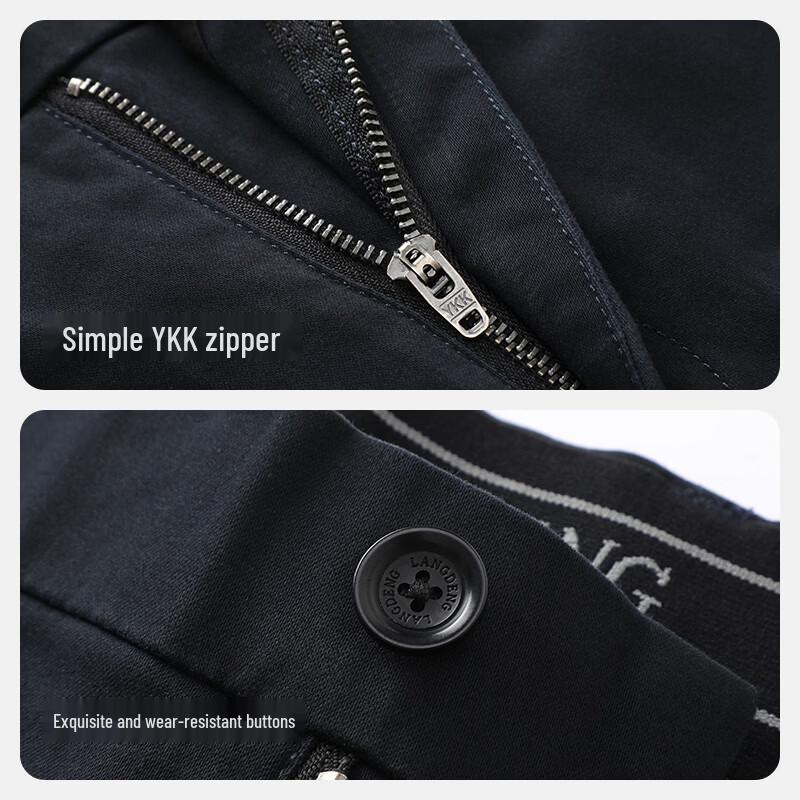 Langdeng Men's Straight Fit Business Casual Trousers