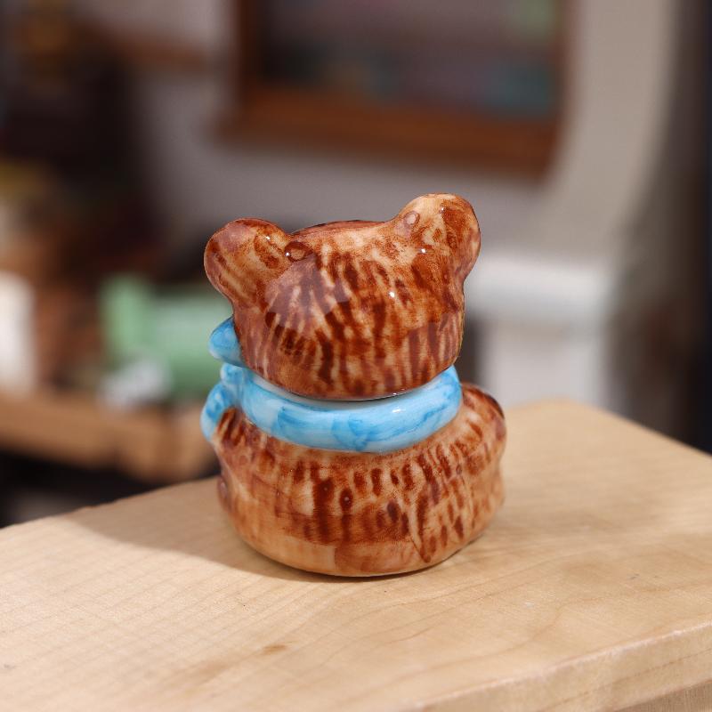 1/3Sets Miniature Dollhouse Porcelain Bear Cookie And Candy Jars Ornaments For Diy Doll Kitchen Party Decoration Accessories
