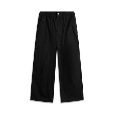 Li Ning CF Series Solid Color Straight Loose Sports Casual Pants Men Bottoms Black AKXU521-4