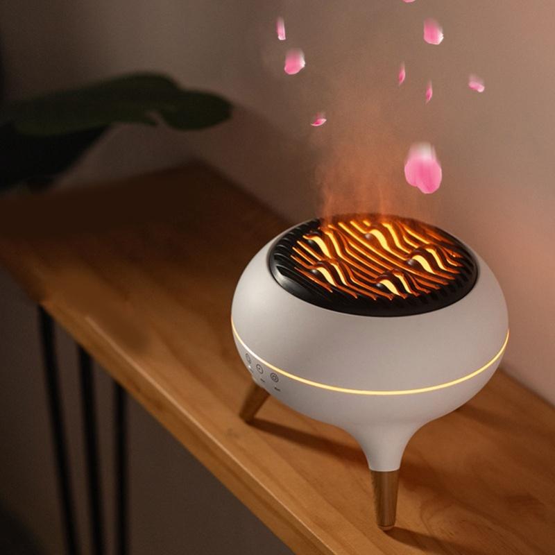 Flame Aromatherapy Diffuser Humidifier 7 Colors Light Essential Oil Diffuser With Timer And Remote Control For Desk Office
