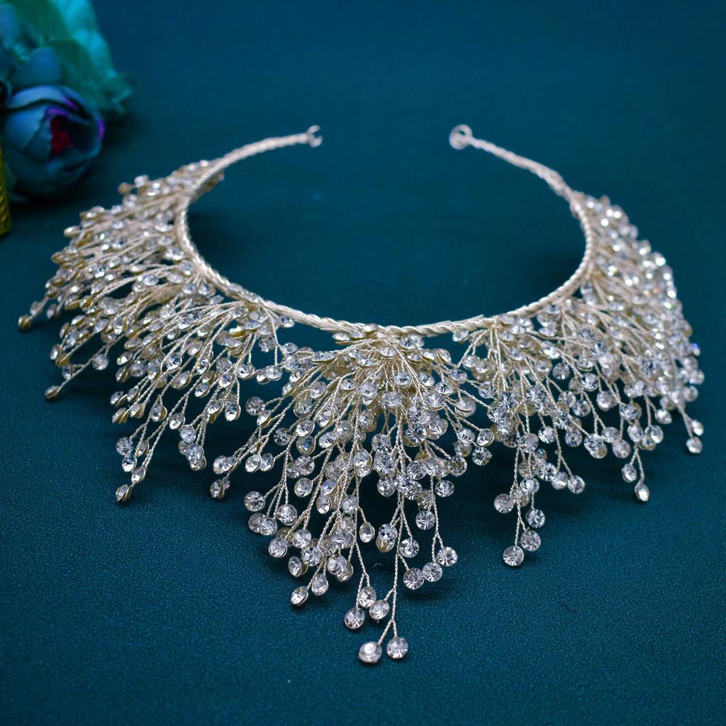 Brautkrone, Verschlüsselte Strass Handgefertigte Krone, Stirnband für Hochzeitskleid, Haarschmuck, Hochzeitsaccessoires A341