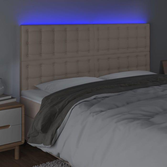 VidaXL Tête de Lit à LED Meuble de Chambre à Coucher Accessoire de Lit Double Tête de Cadre de Lit Intérieur Cappuccino 3122537