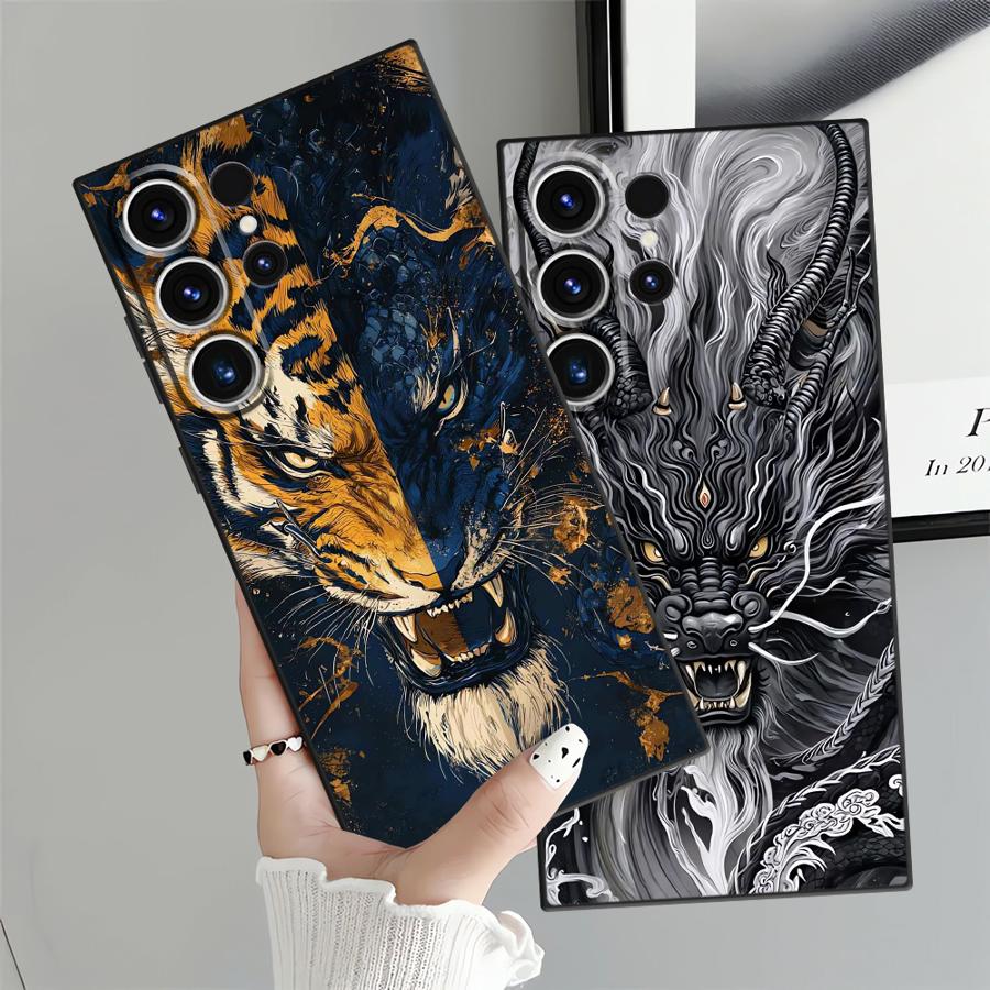 Dragon Tiger Case for Samsung Galaxy S25 Ultra S10 S9 Note 20 Ultra 8 9 10 S21 FE S24 Plus S20 S23 Cool Funda Phone Cover