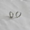 _dd07 925 Silver White Mix One-Touch Hoop Earrings