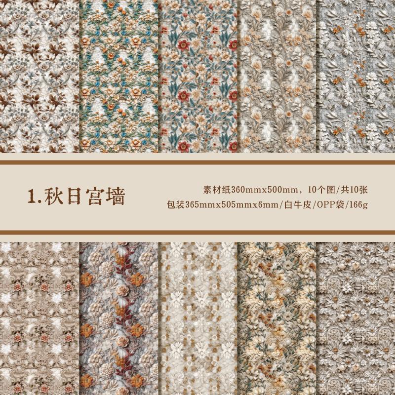 

10Pcs Large Size Vintage Flower Background Paper European Small Flowers Journal DIY Base Paper