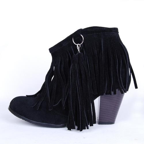Mode 2024 Große Größe 34-43 Schwarz Braun Rosa Quasten Plattform Frauen Schuhe Frau Vintage Fringe High Heels Stiefeletten yji89