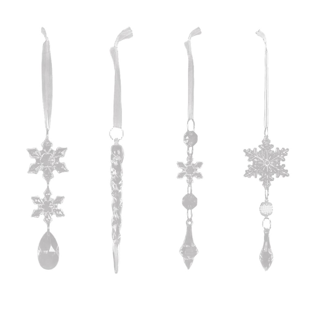 20pcs Crystal Christmas Ornaments Hanging Snowflake And Icicle Ornaments Pendants Christmas Tree Decorations
