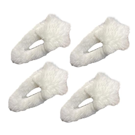 4Pcs Hairpin Plush Star Shape Bang Hair Clamp Kids Warm Autumn Winter Hair Clip Firm Hold No Scratch Hair Accessory