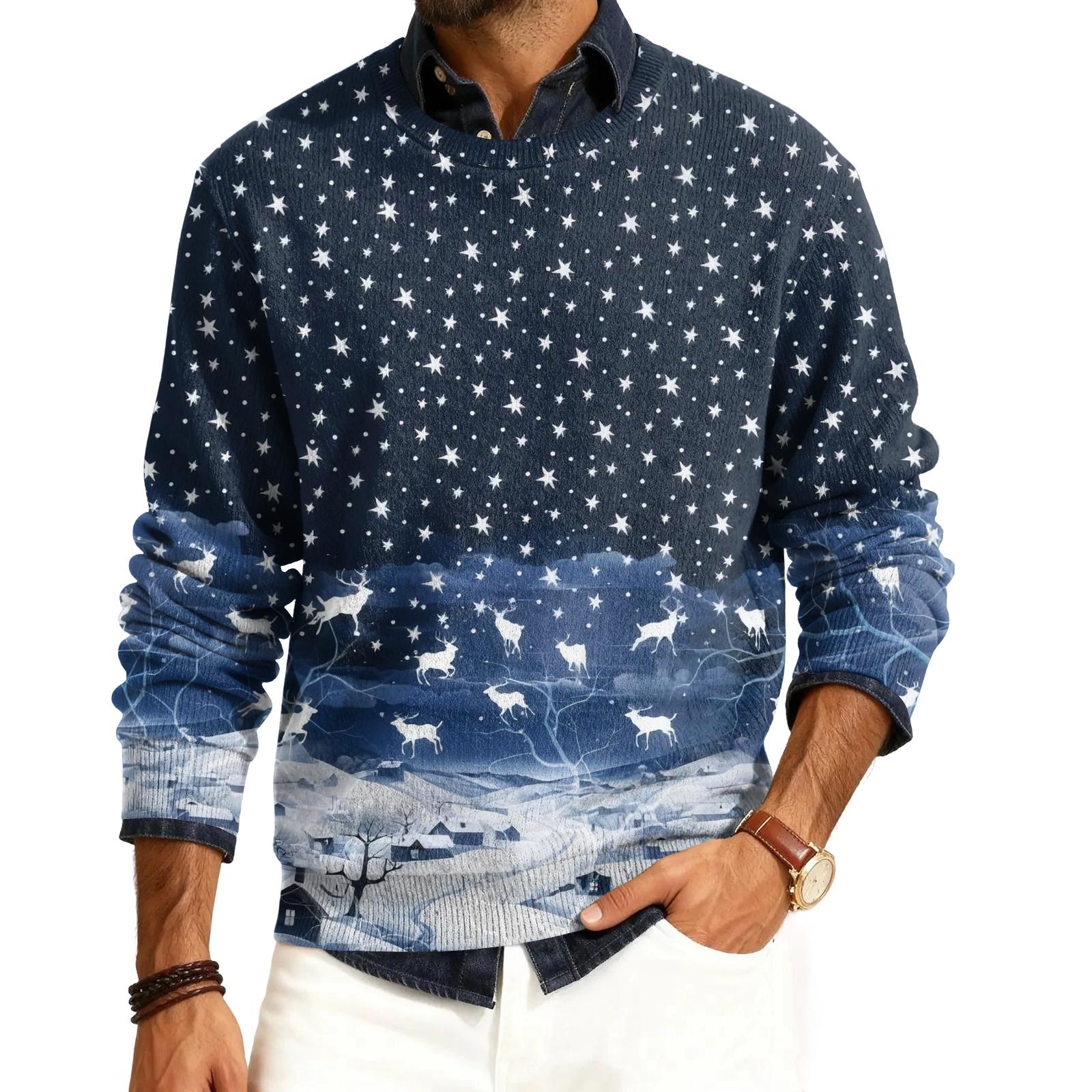 

Мужской пуловер с круглым вырезом, длинными рукавами и рубчатой вязкой XXXXL тёмно-синий