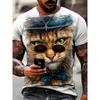 Sommer Neues Herren Trendmuster Katzen Element T-Shirt Mode Slim Fit Rundhals Kurzarm Bequem