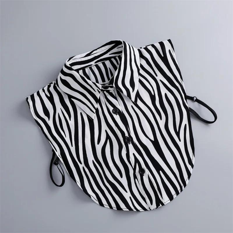 Perfect Match Women'S Autumn And Winter Pointed Fake Collar Zebra Pattern Shirt Detachable Collar Half-Shirt Spring False Collars Tie