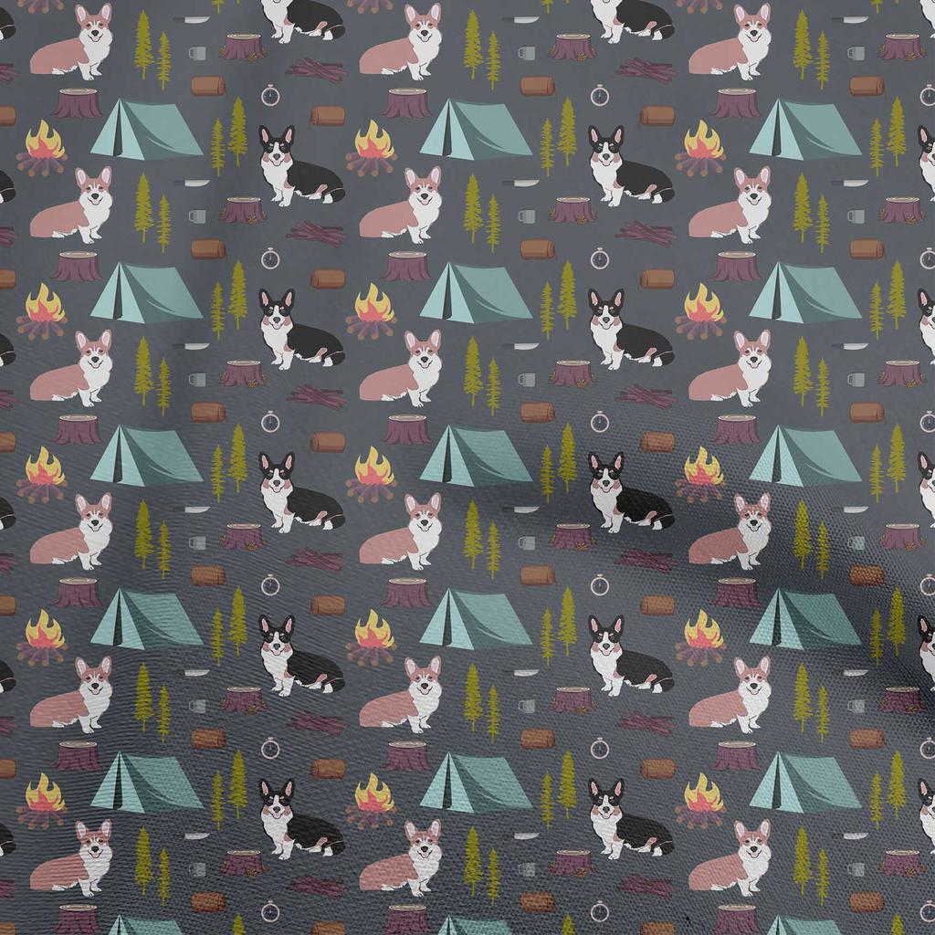 oneOone Cotton Flex Gray Fabric Floral & Puppies Sewing Craft Projects Fabric Prints By Yard 40 Inch