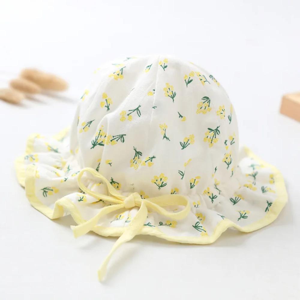 Spring Summer Cute Baby Girls Hat Floral Cotton Bucket Cap Dome Newborn Hats 1-18M
